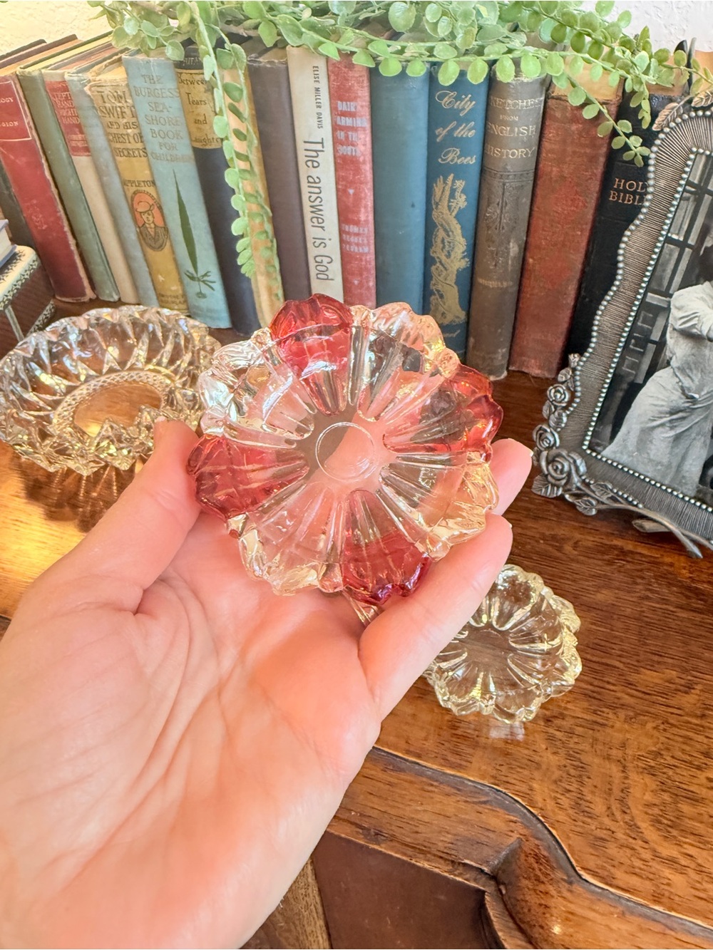 3 Vintage Anchor Hocking Glass Ashtrays Ruby Red and Clear - Picture 11 of 17